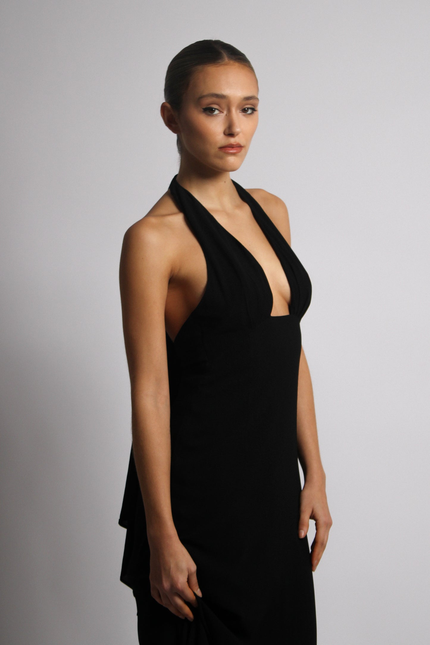 Black Plunge Long Dress
