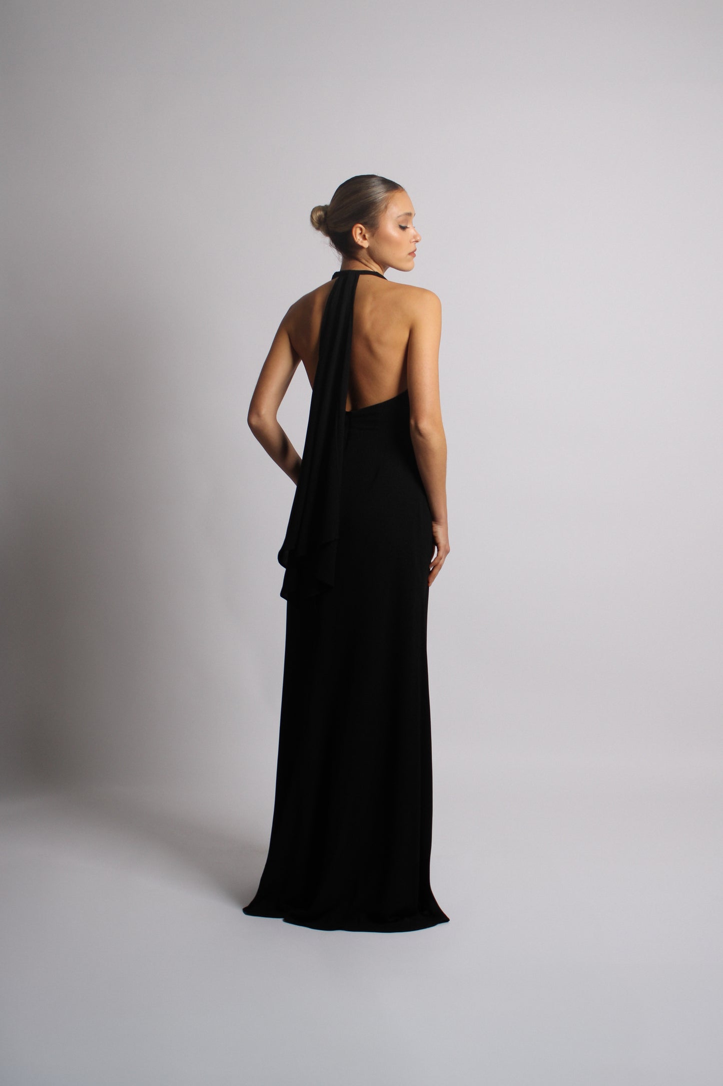 Black Plunge Long Dress