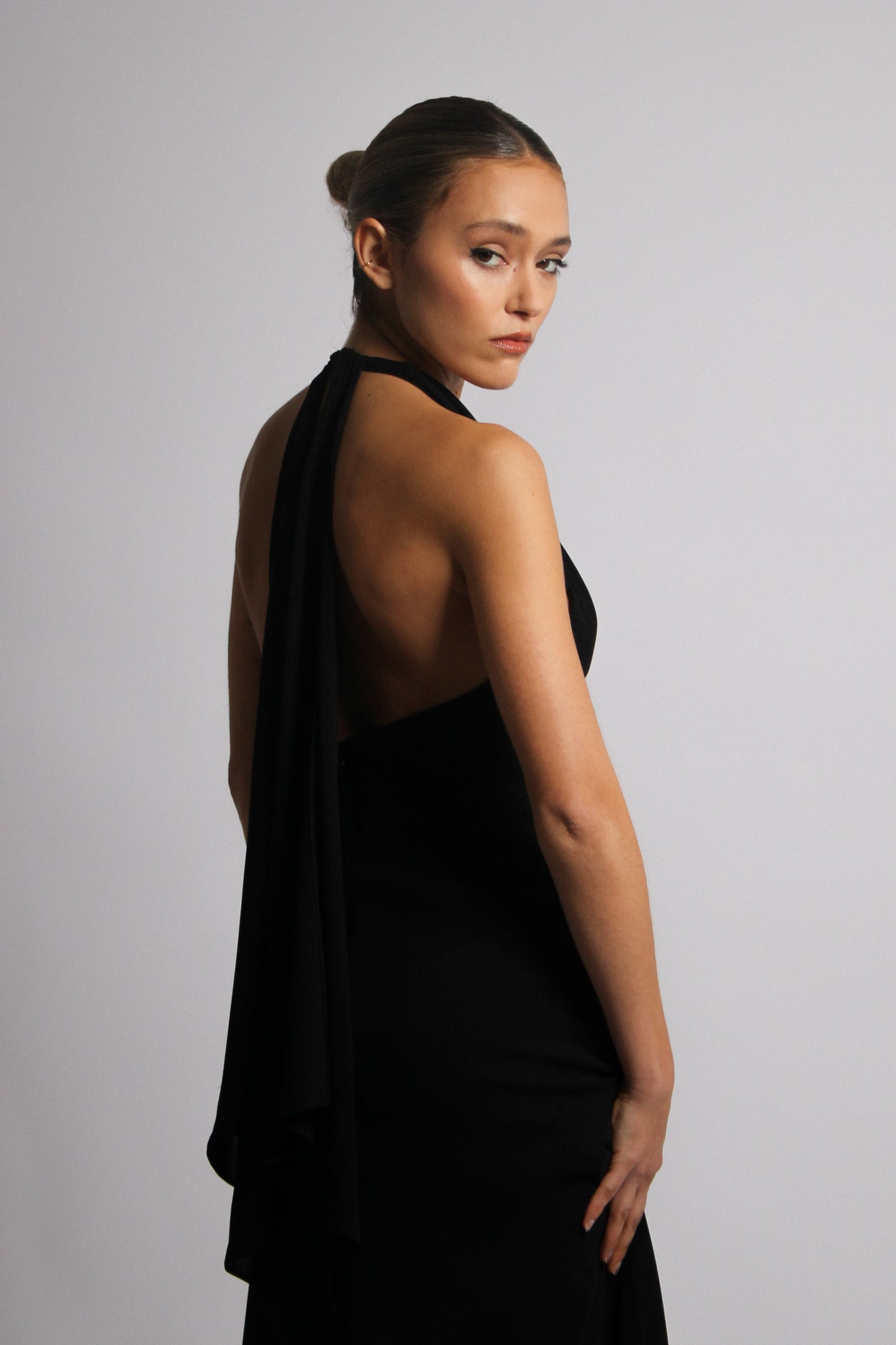 Black Plunge Long Dress