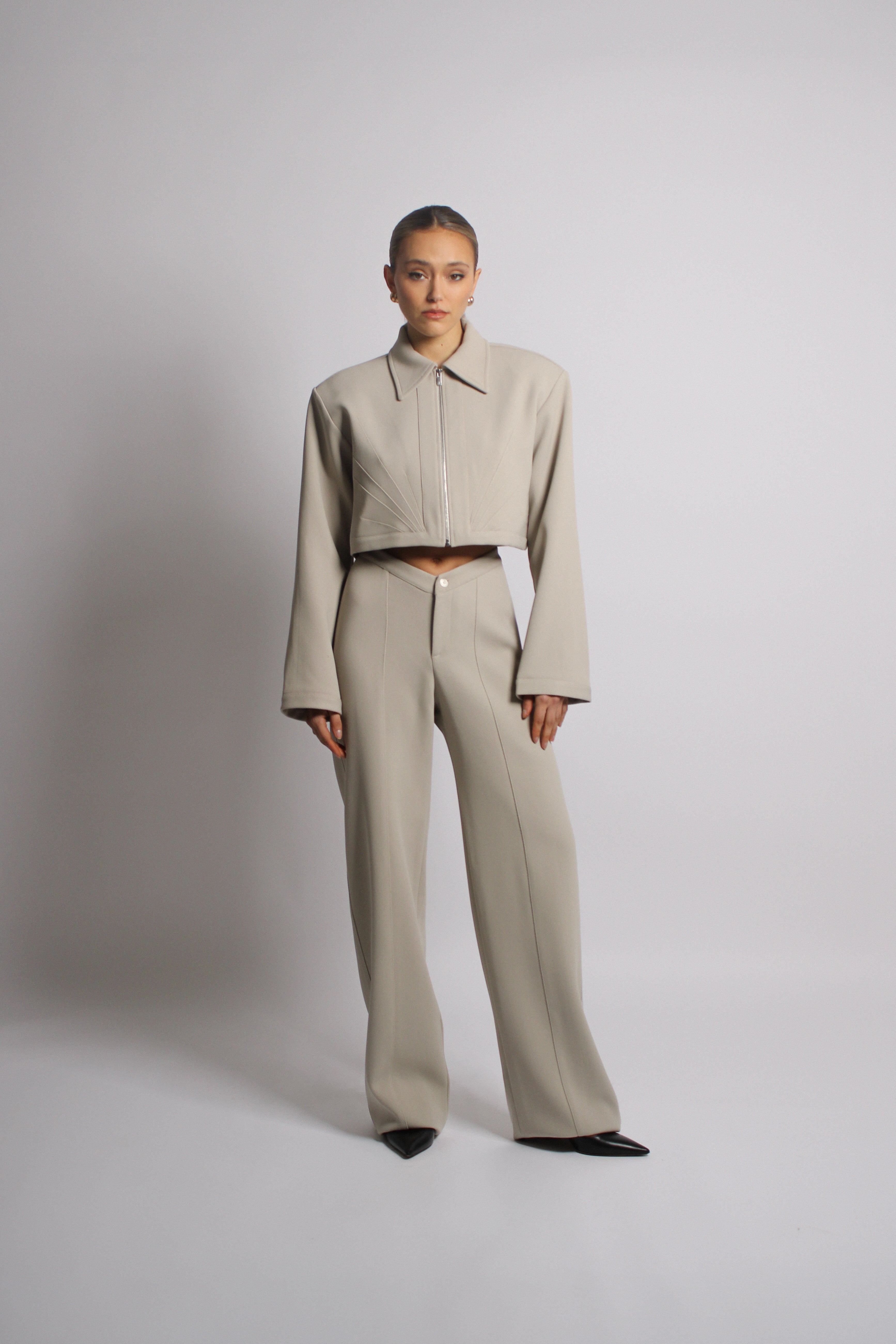 Beige Cropped Jacket