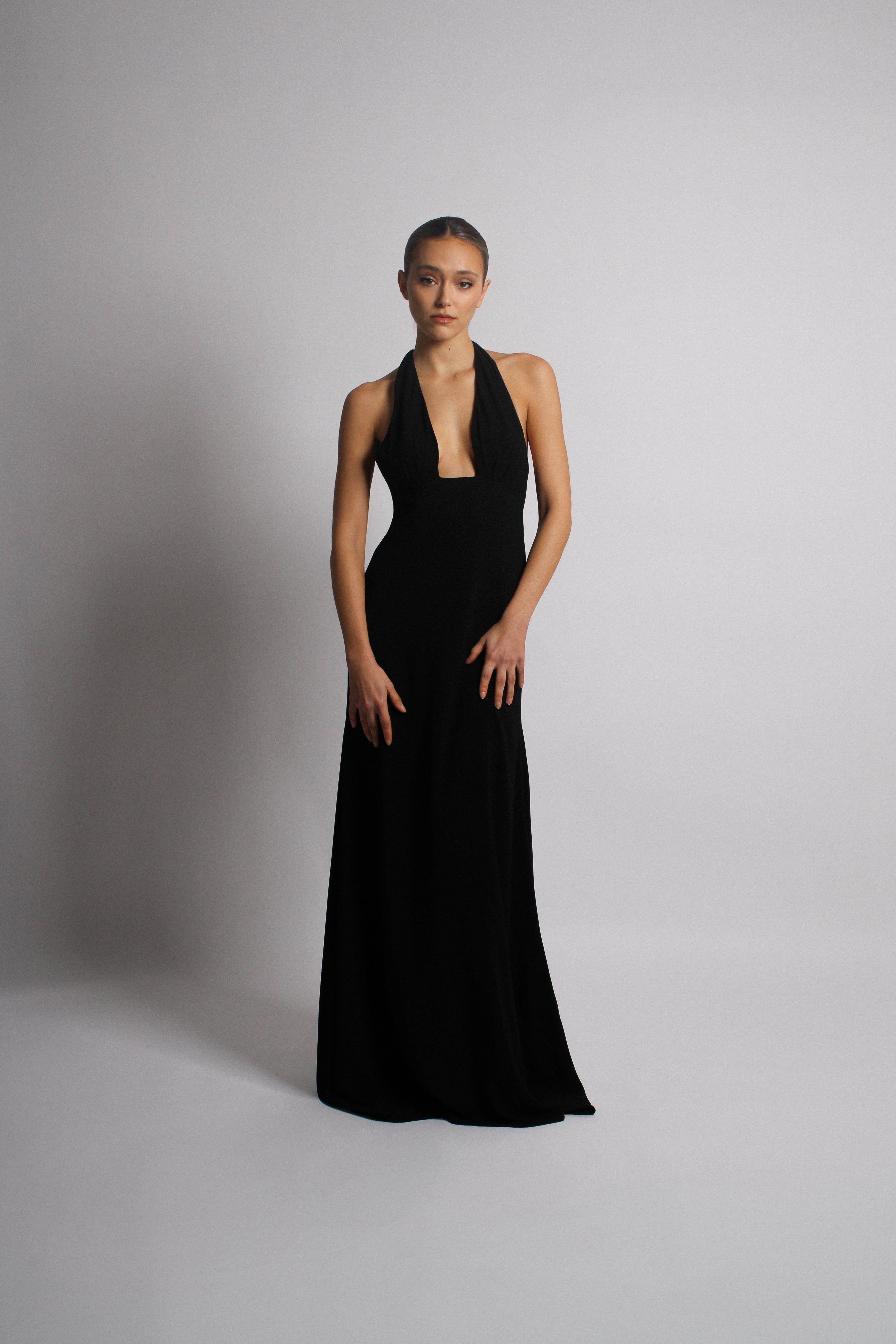 Black Plunge Long Dress