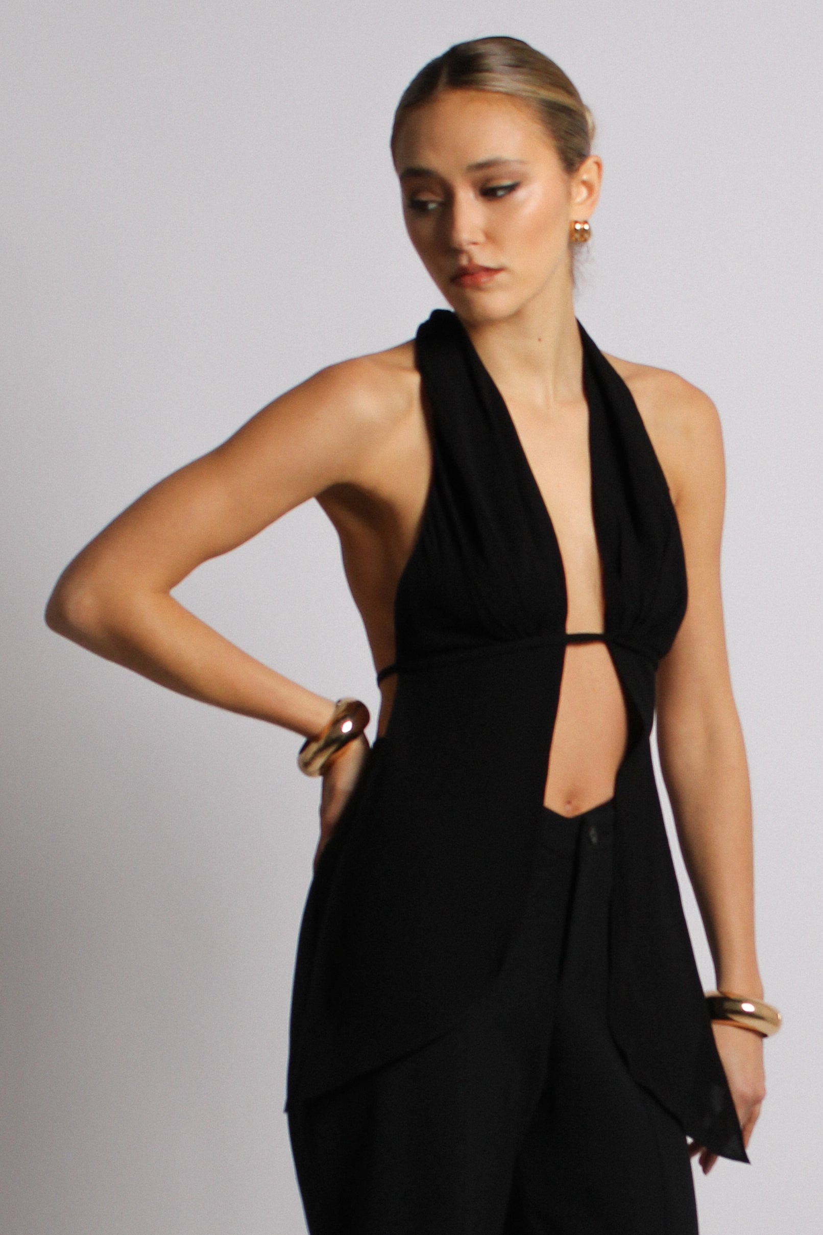 Black Plunge Top