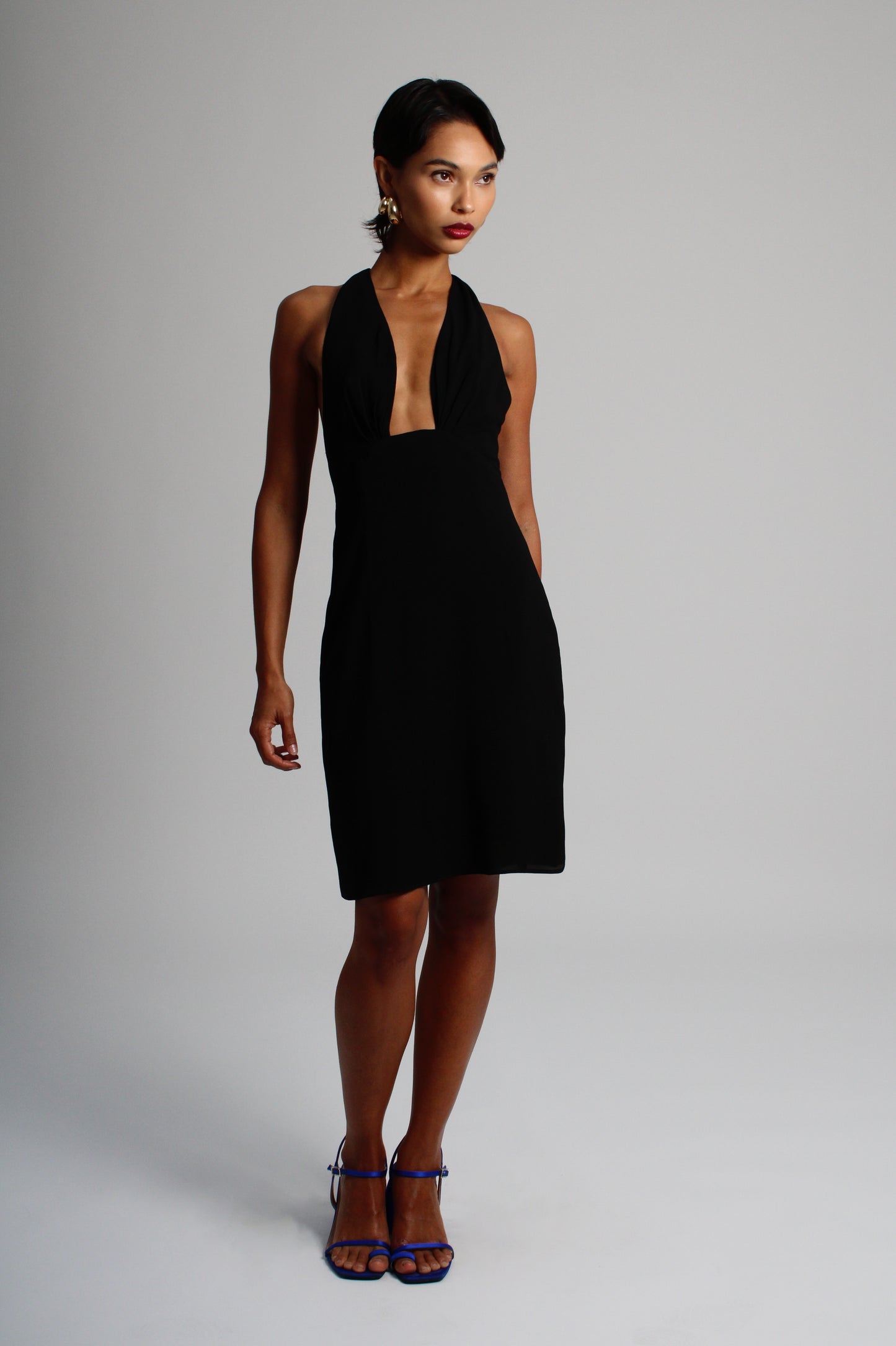 Obsidian Black Plunge Short Dress