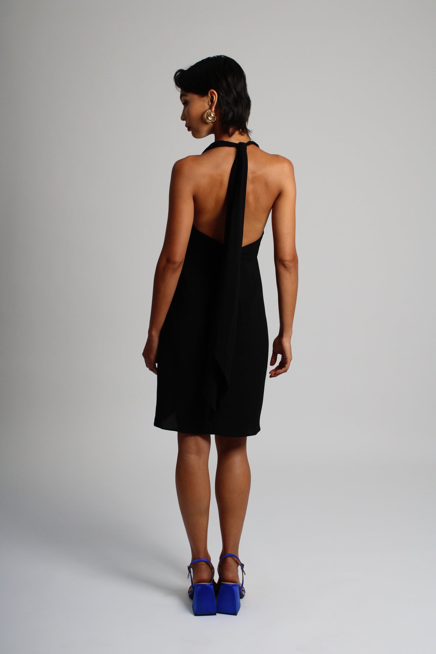 Obsidian Black Plunge Short Dress