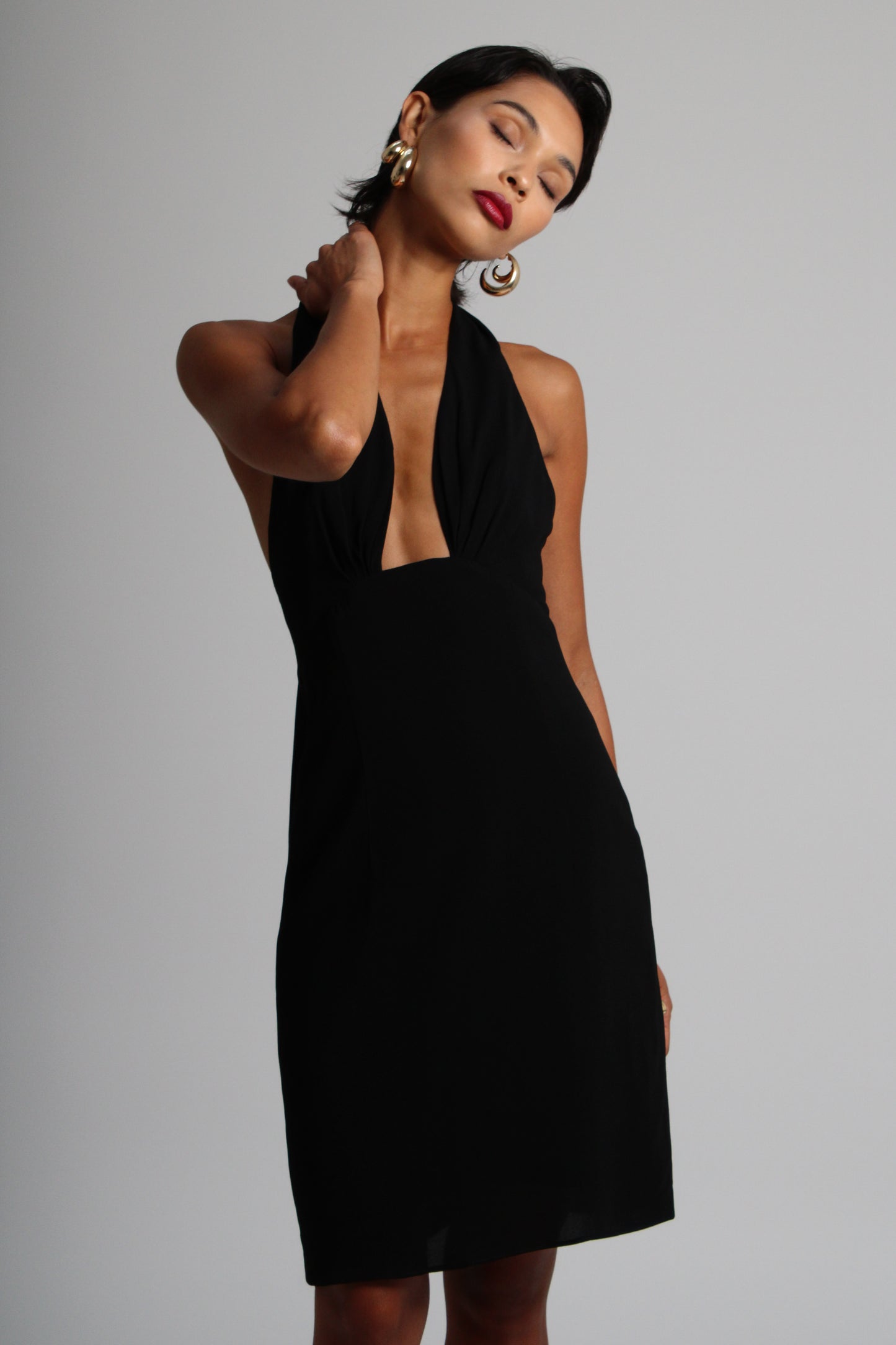 Obsidian Black Plunge Short Dress