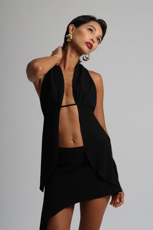 Obsidian Black Plunge Top