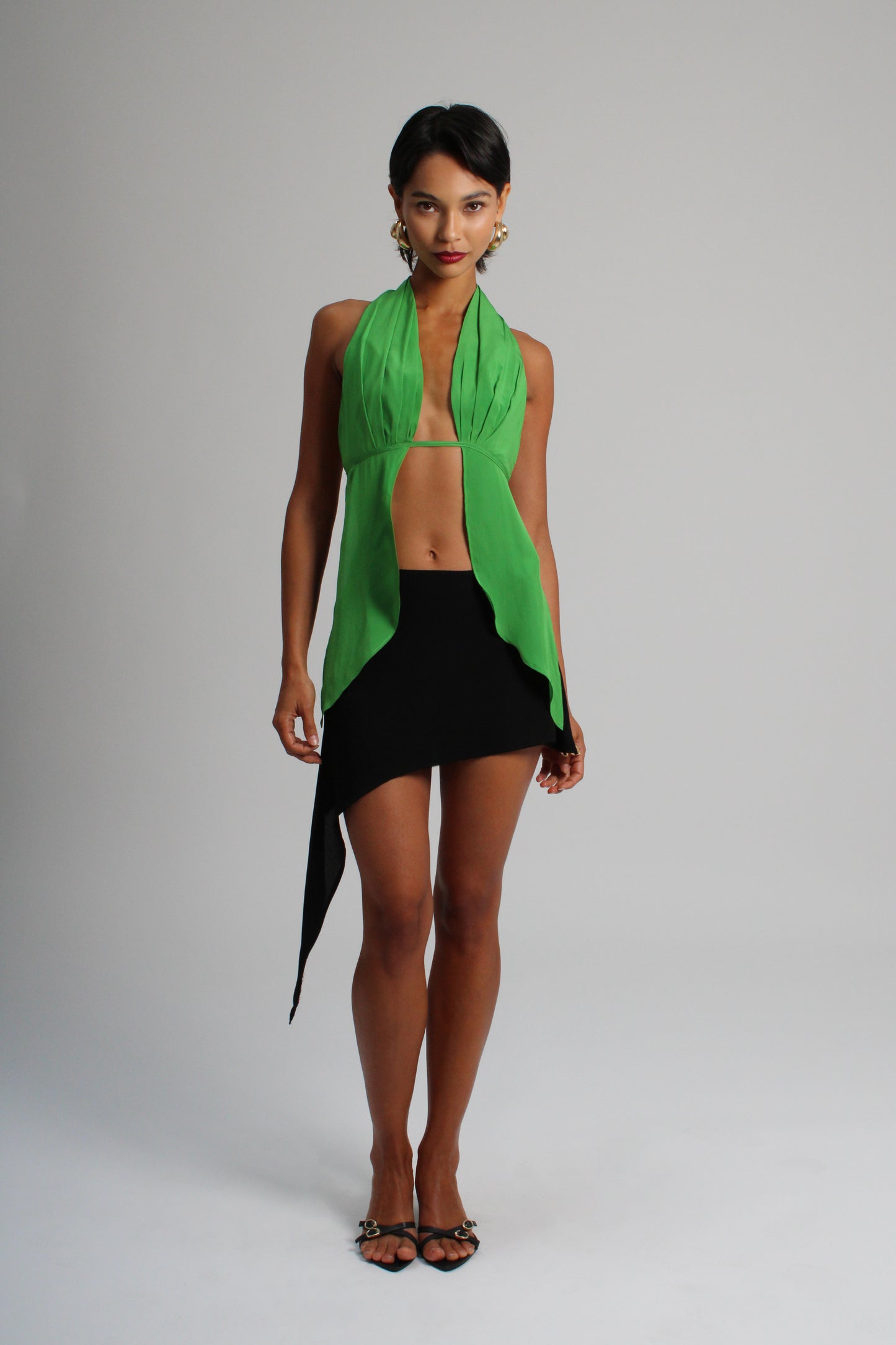 Emerald Green Plunge Silk Top